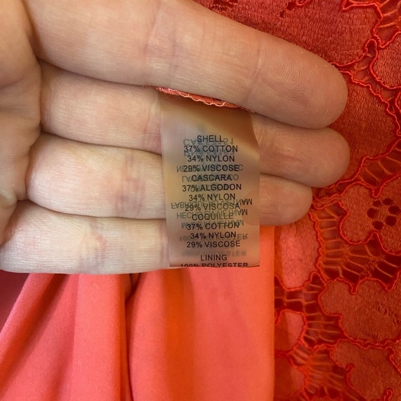 Vince Camuto Coral Pink Floral Lace Crochet 3/4 Sleeve Midi Dress 4 - Picture 11 of 12